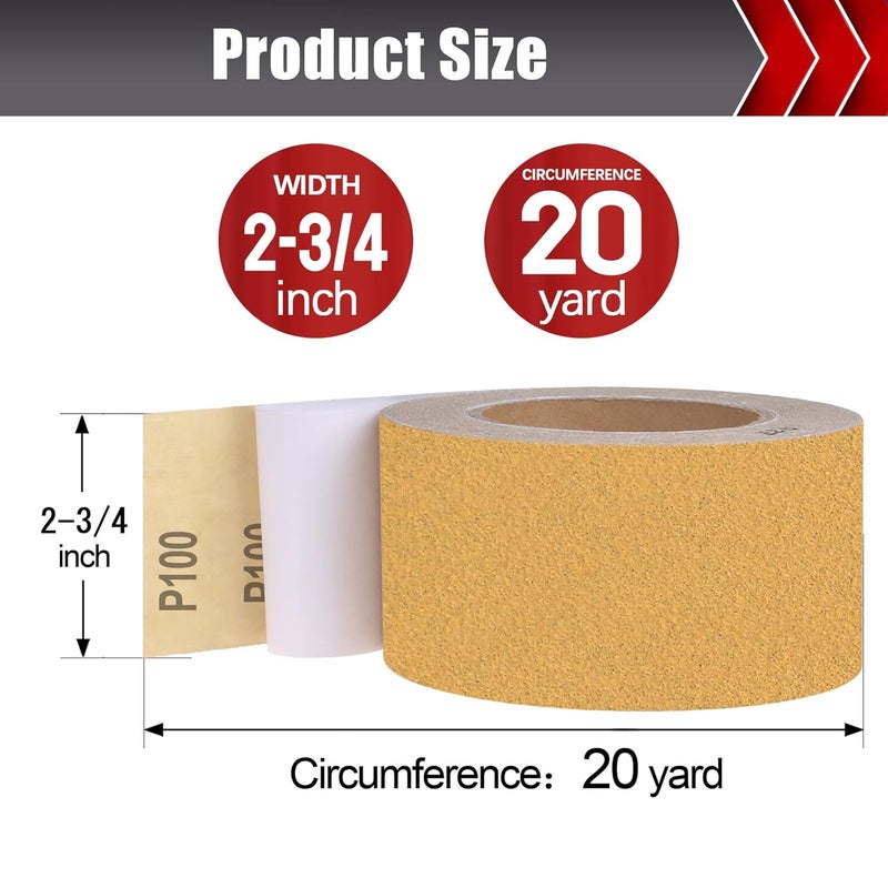BOSHCRAFT 400 Grit PSA Longboard Sandpaper, 20-Yard Long Continuous Roll 2-3/4" Wide Self-Adhesive Sanding Paper for Auto Body Woodworking Metalworking - Image 2